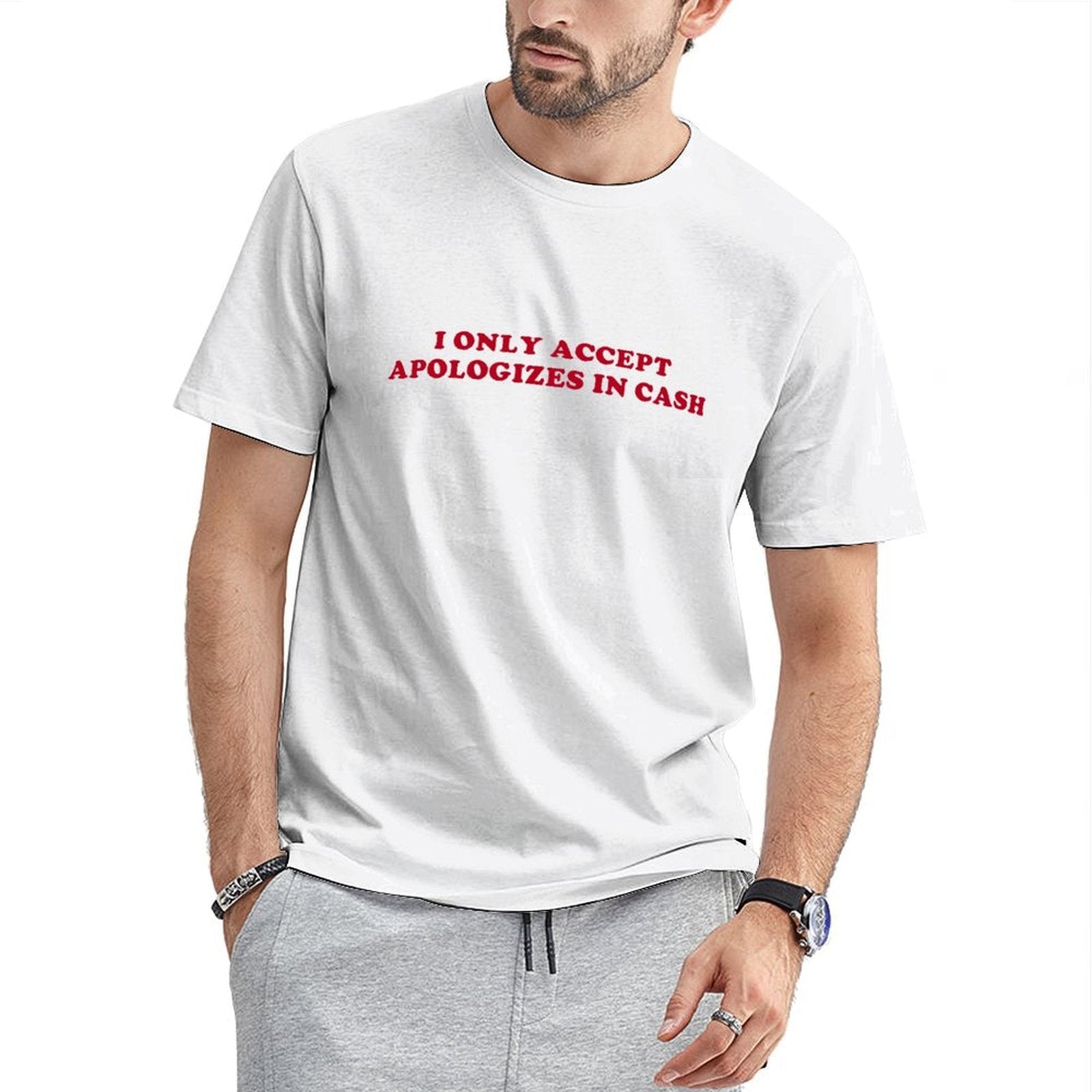 Inkmay Casual Cotton T-shirt Solid Red Background No Pattern Prints Unisex T-shirtEco / Sustainable Breathable T-Shirt