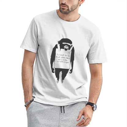 Inkmay Casual Cotton T-shirt Solid Gray Background Minimalist Design Unisex T-shirtRelaxFit  T-Shirt