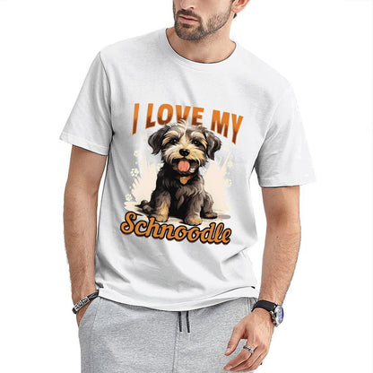 inkmay-casual-cotton-t-shirt-cute-schnoodle-with-paw-prints-design-unisex-t-shirt
