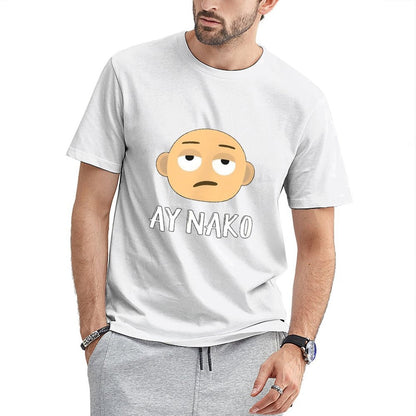 Inkmay Casual Cotton T-shirt Cartoon Face With Sad Expression Ay Unisex T-shirtWrinkle-Free StreetLine T-Shirt