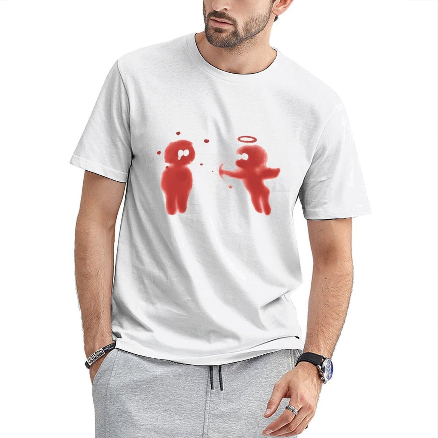 Inkmay Casual Cotton T-shirt Two Red Ghosts With Halo Unisex T-shirtOriginal  T-Shirt