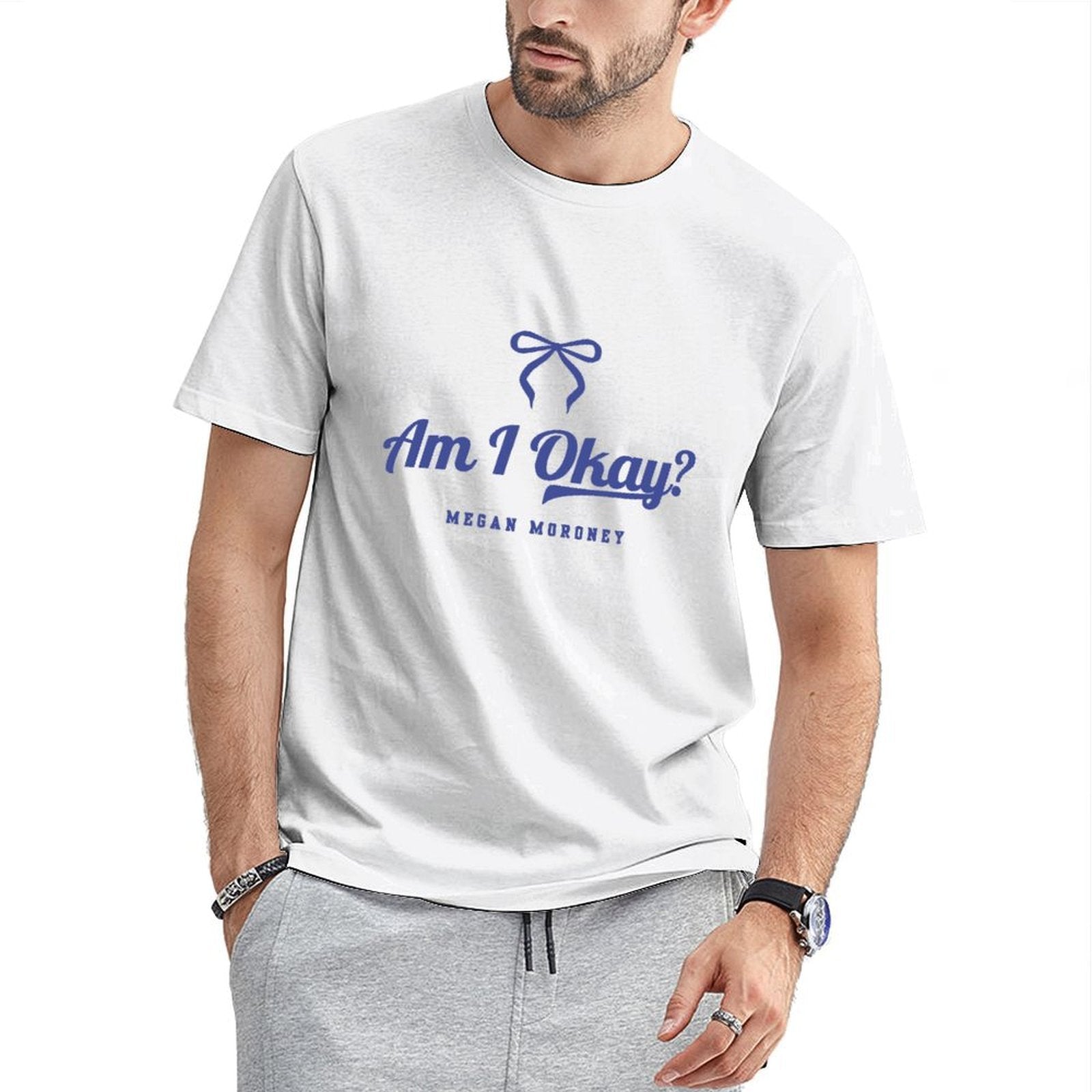 Inkmay Casual Cotton T-shirt Am I Okay Megan Moroney Logo Unisex T-shirtSimple Minimal T-Shirt