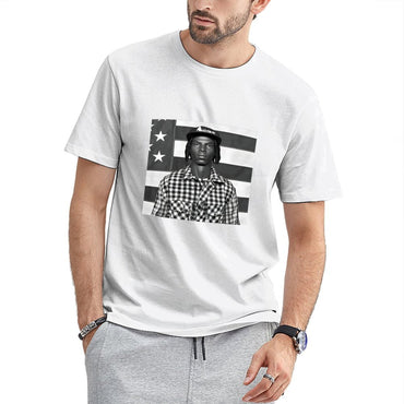 Inkmay Casual Cotton T-shirt Black And White Checkered Pattern Shirt Unisex T-shirt