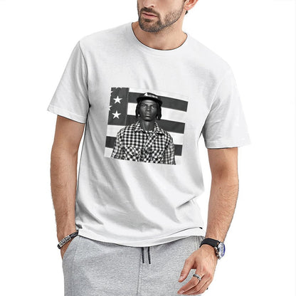 Inkmay Casual Cotton T-shirt Black And White Checkered Pattern Shirt Unisex T-shirt