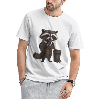 Inkmay Casual  Cotton T-shirt Stylish Raccoon Wears Vest And Tie Unisex T-shirtMinimal Men¡¯s / Women¡¯s / Youth T-Shirt