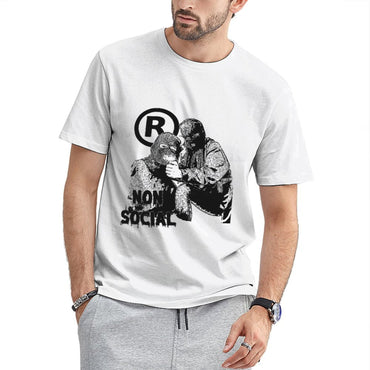 Inkmay Casual Cotton T-shirt Non Social Pattern Prints Art Design Unisex T-shirtClassicStyle ActiveWear T-Shirt