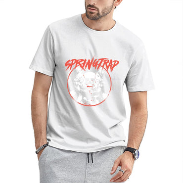 Inkmay Casual Cotton T-shirt Abstract Wolf Design On Coral Background Unisex T-shirtSmooth Feel Weekend T-Shirt