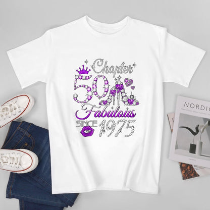 Inkmay Casual  Cotton T-shirt Chapter Fifty Fabulous Since Nineteen Seventy Unisex T-shirtTrueStyle Fitted T-Shirt