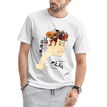 Inkmay Casual Cotton T-shirt Man With Geisha Pattern On Head Unisex T-shirtStudio Premium T-Shirt