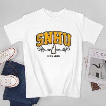 Inkmay Casual  Cotton T-shirt Snhu Logo With State Outline Unisex T-shirtWeekend Softstyle T-Shirt