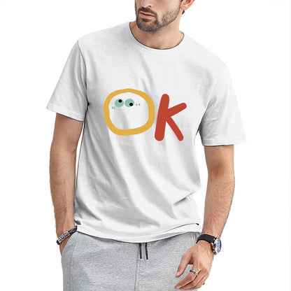 Inkmay Casual Cotton T-shirt Ok With Eyes And Red Unisex T-shirtActiveLine Strong T-Shirt