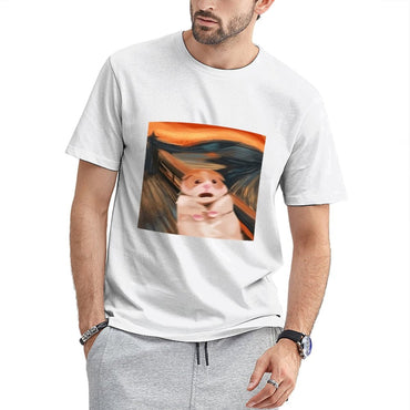 Inkmay Casual Cotton T-shirt Cute Puppy Under Car Pattern Print Unisex T-shirtActive ActiveStyle T-Shirt