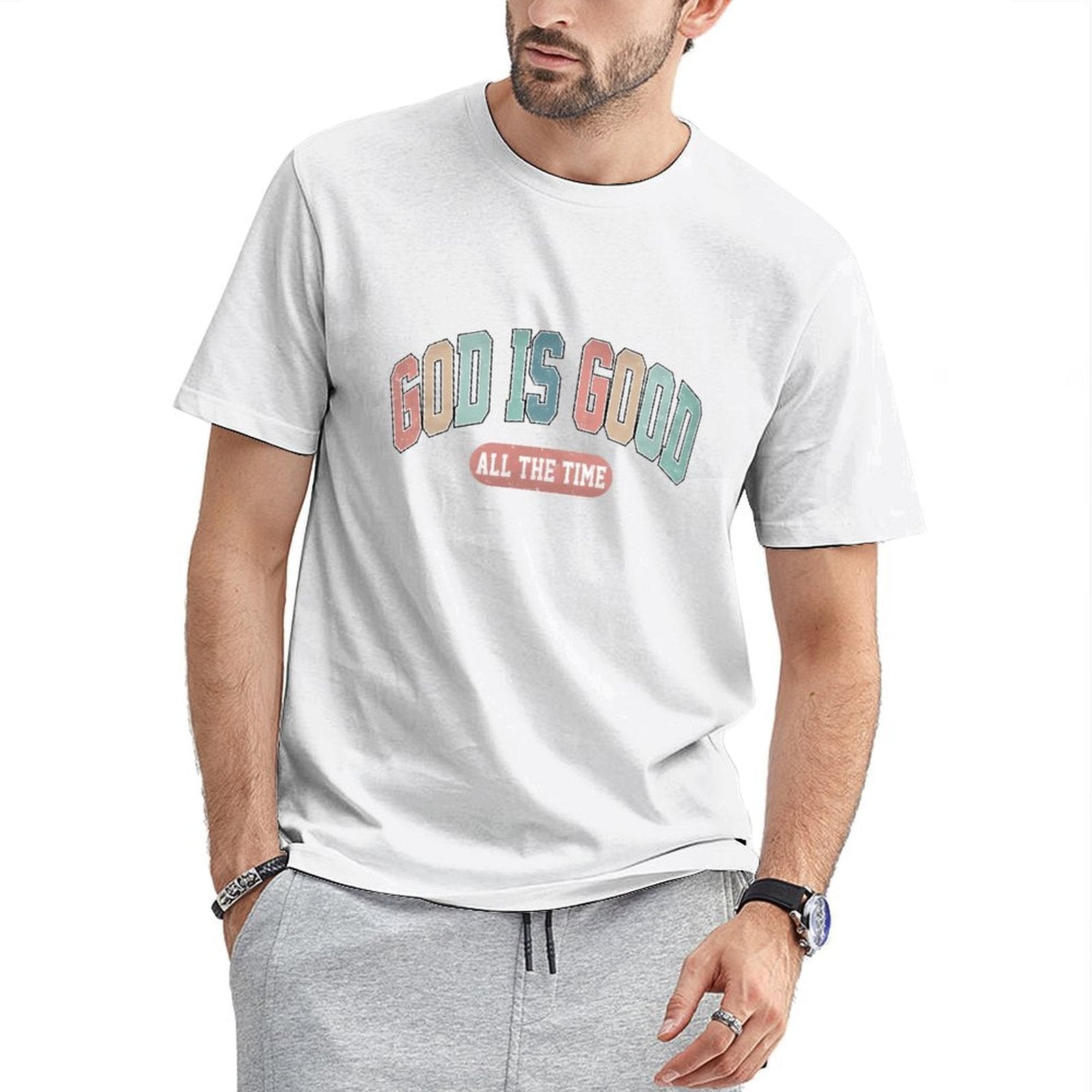 Inkmay Casual Cotton T-shirt God Is Good All The Time Unisex T-shirtHigh-Quality Unisex T-Shirt