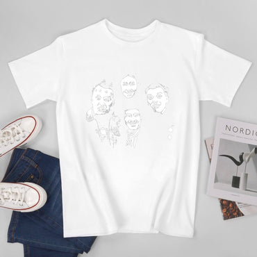 Inkmay Casual  Cotton T-shirt Four Faces With Different Expressions Unisex T-shirtUltra Durable Refined T-Shirt