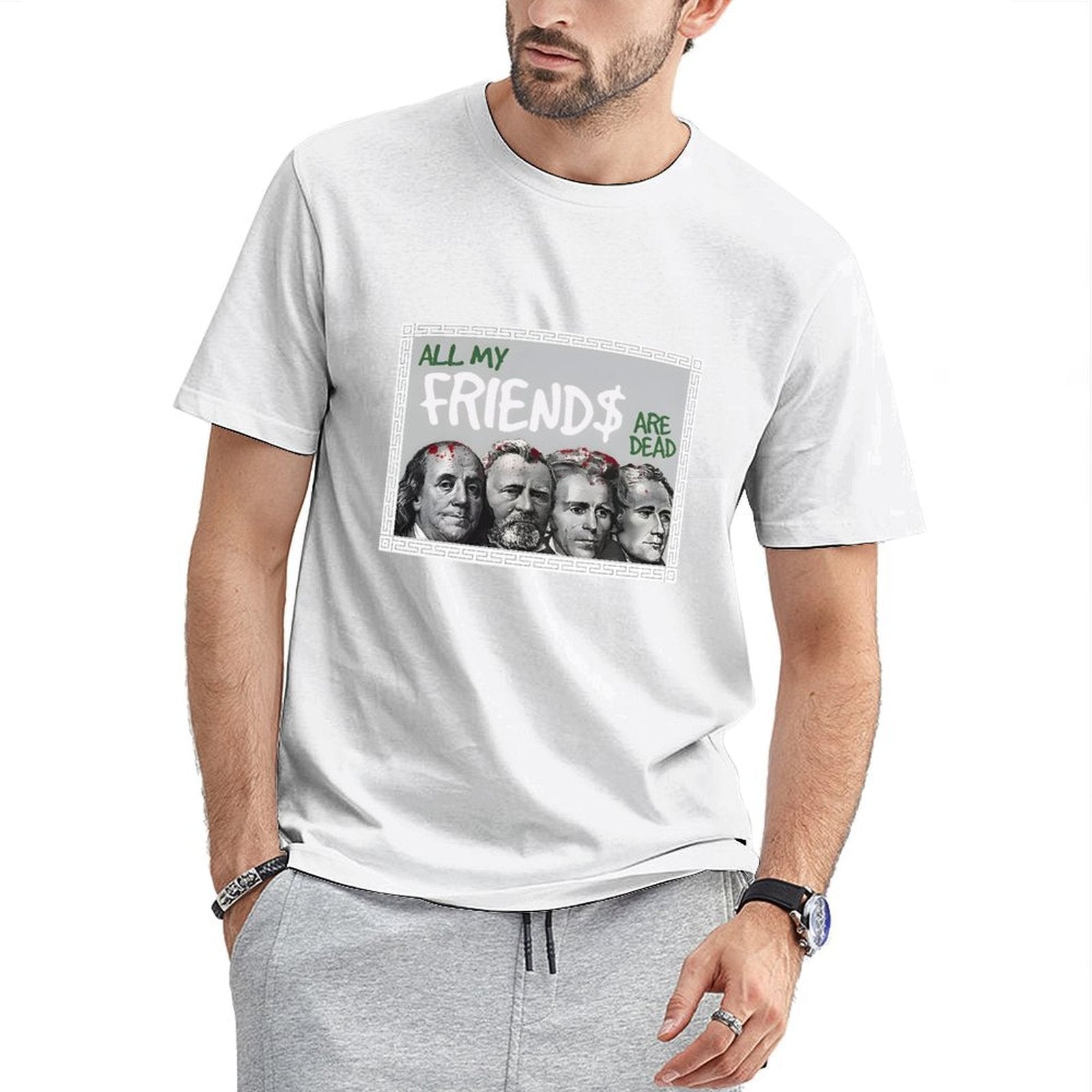 Inkmay Casual Cotton T-shirt All My Friends Are Dead Art Unisex T-shirtPrinting SmoothWear T-Shirt