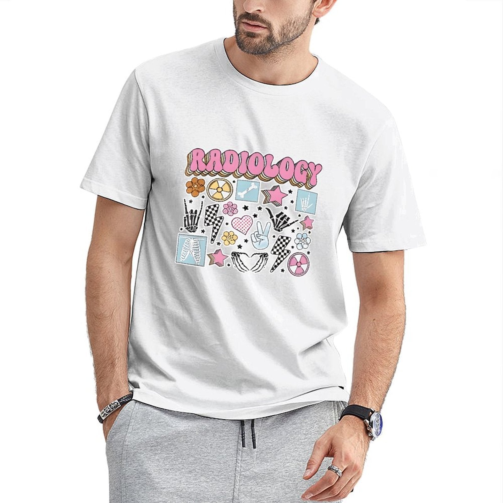 Inkmay Casual  Cotton T-shirt Radiology Stickers With Various Designs Unisex T-shirtSlim Fit Long Lasting T-Shirt