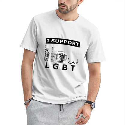 Inkmay Casual Cotton T-shirt Lgbt Support With Statue And Unisex T-shirtMidweight Eco / Sustainable T-Shirt