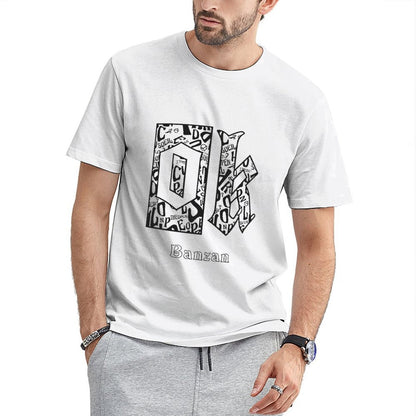 Inkmay Casual Cotton T-shirt Solid Black Background No Pattern Prints Unisex T-shirtOutdoor Midweight T-Shirt