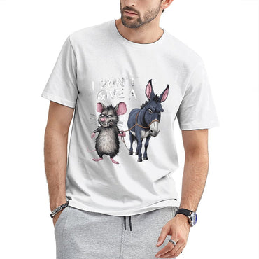 Inkmay Casual Cotton T-shirt Animal Print With Donkey And Mouse Unisex T-shirtHeritage RelaxFit T-Shirt