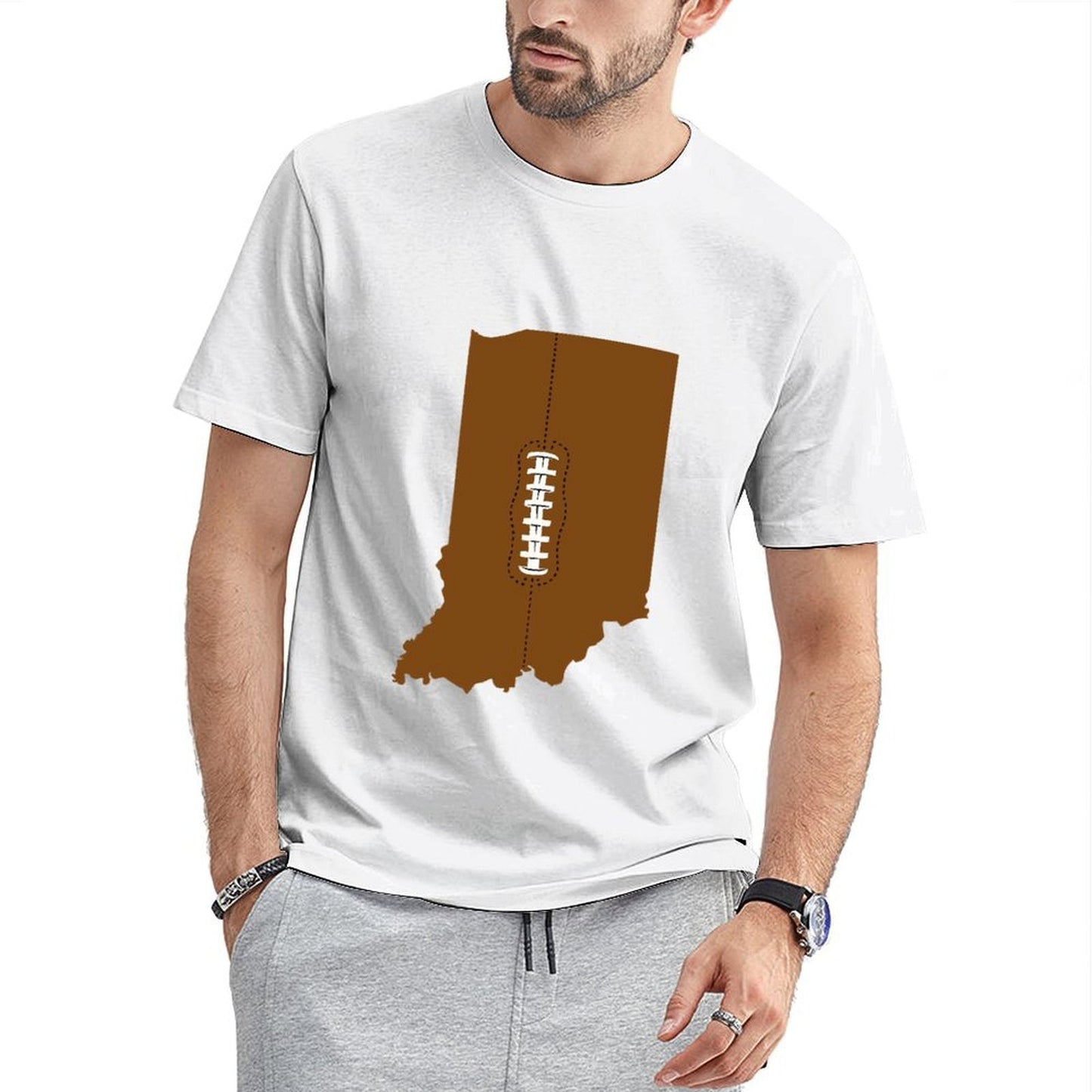 Inkmay Casual  Cotton T-shirt Football Design With White Laces Unisex T-shirtSoftLine Neat T-Shirt