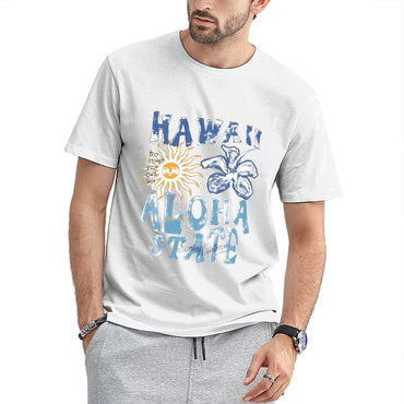Inkmay Casual Cotton T-shirt Hawaii Aloha State Sunflower And Sunshine Unisex T-shirtActiveStyle Daily T-Shirt