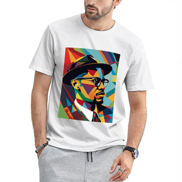 Inkmay Casual Cotton T-shirt Colorful Abstract Portrait With Geometric Shapes Unisex T-shirtComfortFit EverydayTee T-Shirt