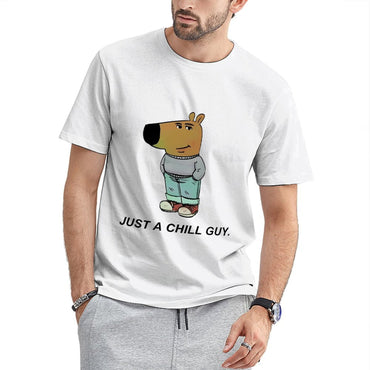 Inkmay Casual Cotton T-shirt Cartoon Character Wearing Casual Outfit Design Unisex T-shirtBreathable Vintage T-Shirt