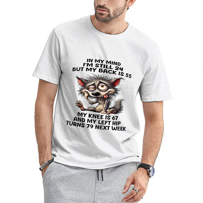 Inkmay Casual  Cotton T-shirt Cute Wolf With Glasses And Tongue Unisex T-shirtTrueStyle Urban T-Shirt