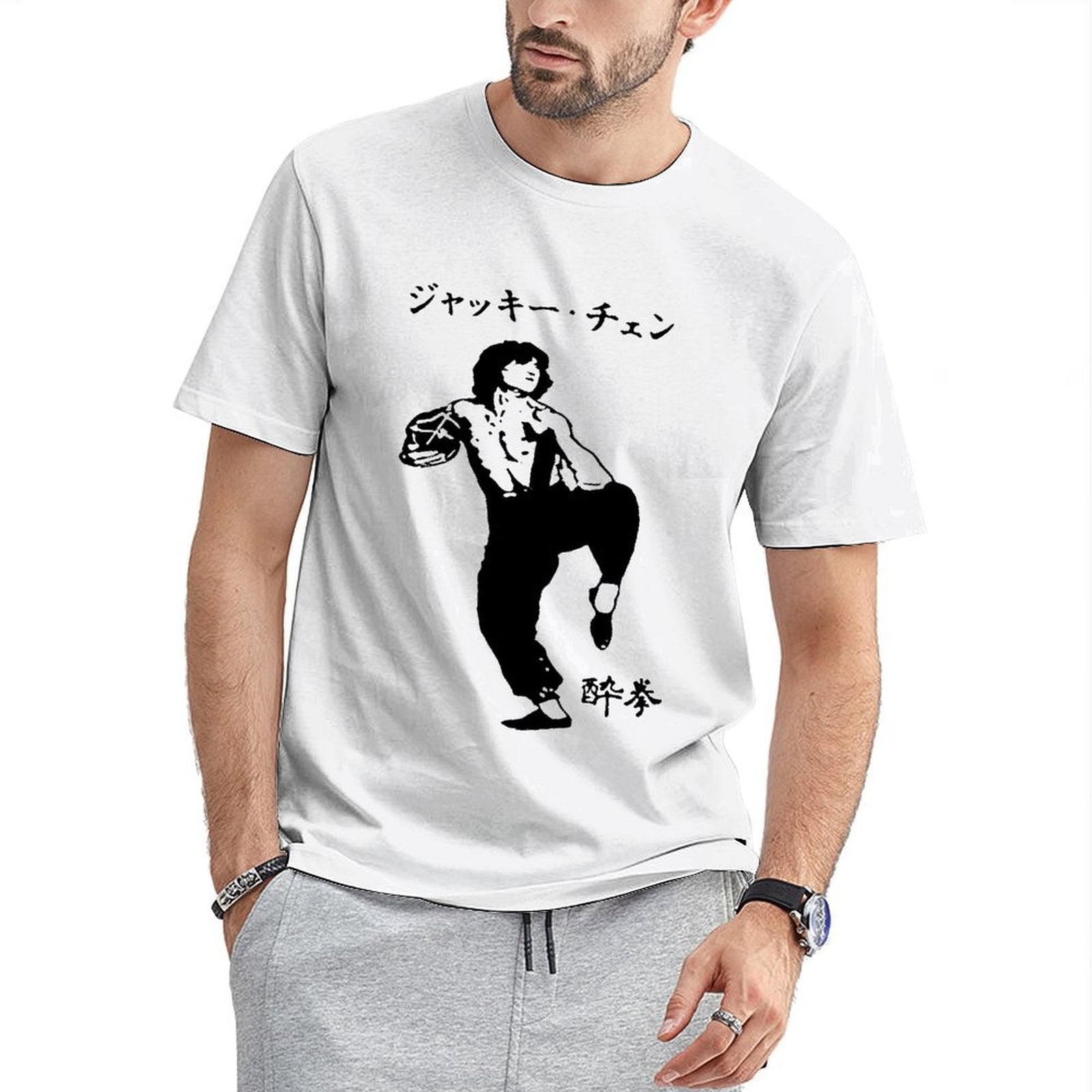 Inkmay Casual Cotton T-shirt Abstract Black Background With White Lines Unisex T-shirtSoftLine StreetStyle T-Shirt