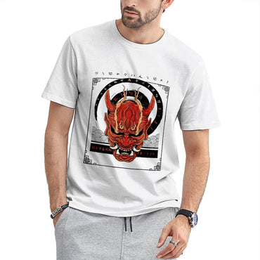 Inkmay Casual Cotton T-shirt Red Demon Mask With Intricate Design Unisex T-shirtComfortFit Printing T-Shirt