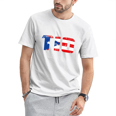 Inkmay Casual Cotton T-shirt Puerto Rican Flag Pattern Print Design Unisex T-shirtDailyFit SimpleFit T-Shirt
