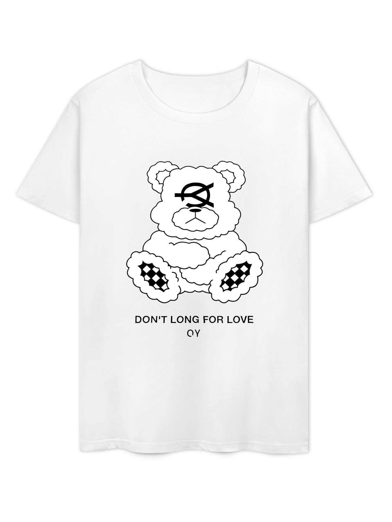 Inkmay Casual Cotton T-shirt Teddy Bear With Cloudy Pattern Prints Unisex T-shirtEasyStyle SoftWear T-Shirt