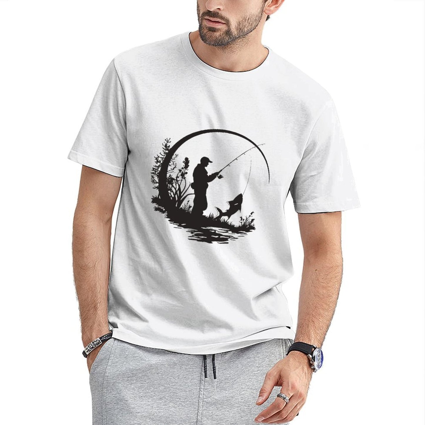 Inkmay Casual Cotton T-shirt Abstract Black Background With White Arrows Unisex T-shirtModernFit ClassicStyle T-Shirt