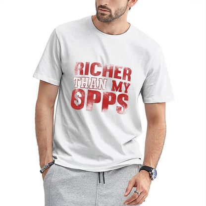 Inkmay Casual Cotton T-shirt Richer Than My Sprs Pattern Print Unisex T-shirtStreet EssentialFit T-Shirt