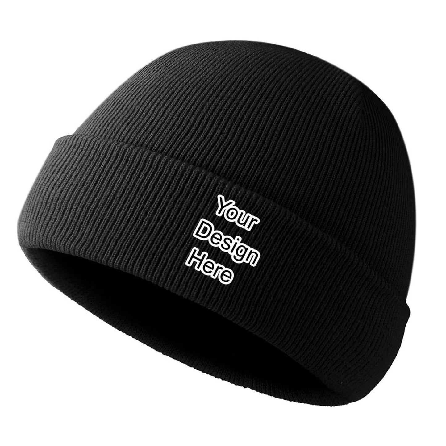 Custom black knit hat