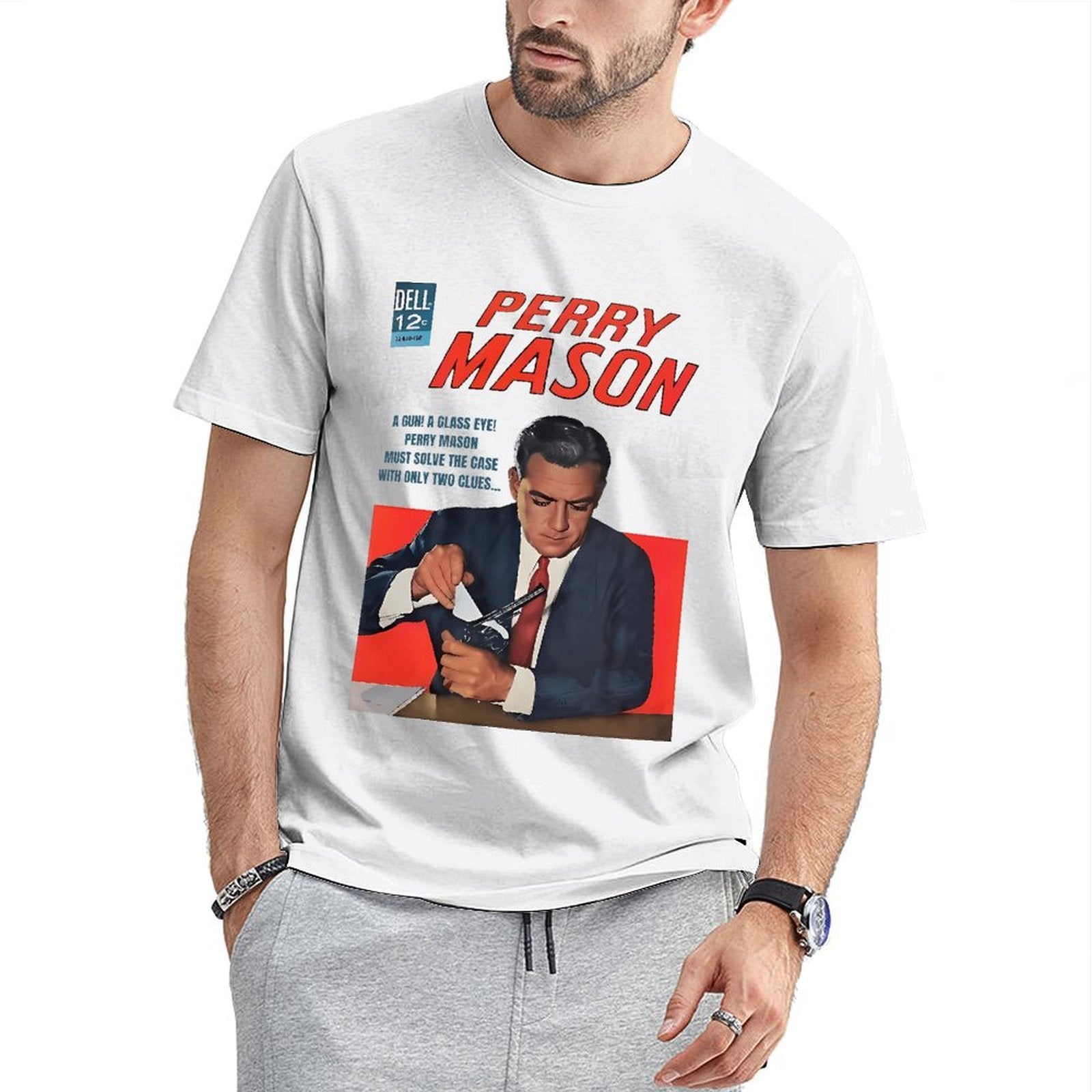 Inkmay Casual  Cotton T-shirt Perry Mason Comic Book Cover Art Unisex T-shirtYearRound Retro T-Shirt
