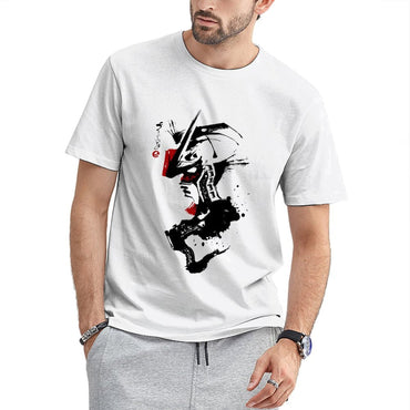 Inkmay Casual Cotton T-shirt Abstract Red And Black Design Unisex T-shirtRetro Printed T-Shirt