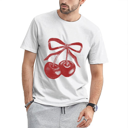 Inkmay Casual Cotton T-shirt Solid Red Background No Patterns Unisex T-shirtMinimalist Eco / Sustainable T-Shirt
