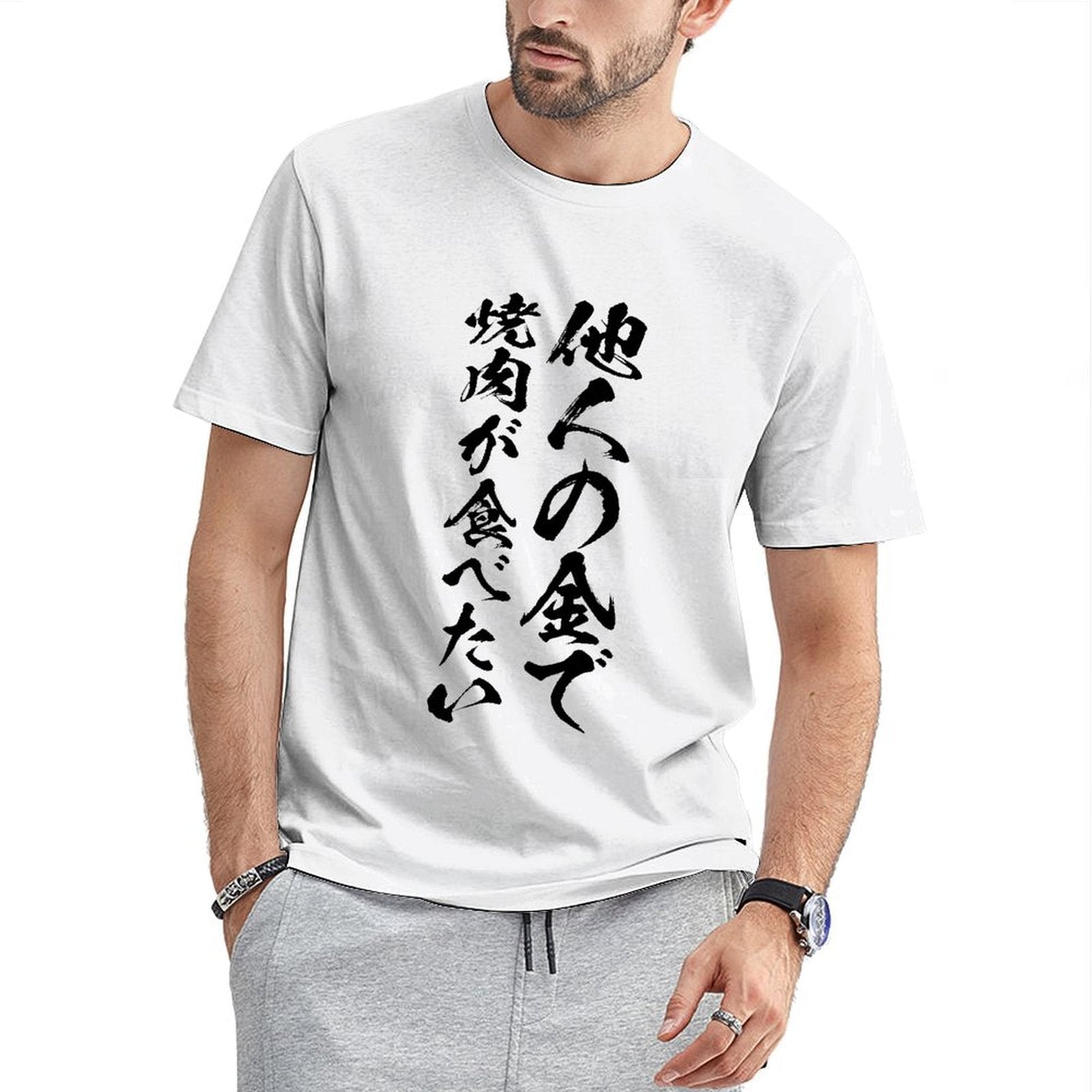 Inkmay Casual Cotton T-shirt Abstract Floral Design With Geometric Elements Unisex T-shirtMidweight Seamless T-Shirt