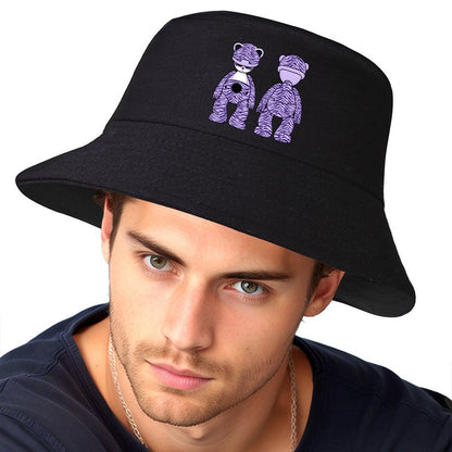 Sleek Black Bucket Hat with Tonal Print Design