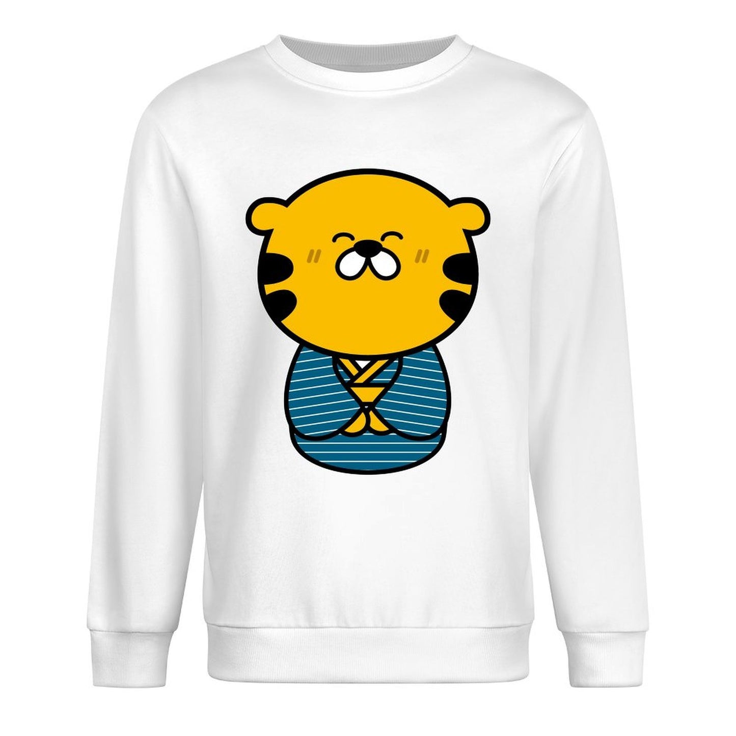 Front Patterned Long Sleeve TopPrinting Crew Neck