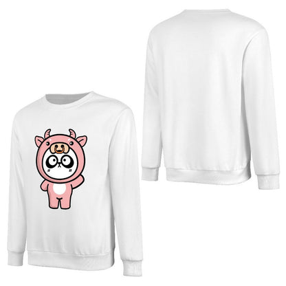 Front Patterned Long Sleeve TopVintage Crewneck