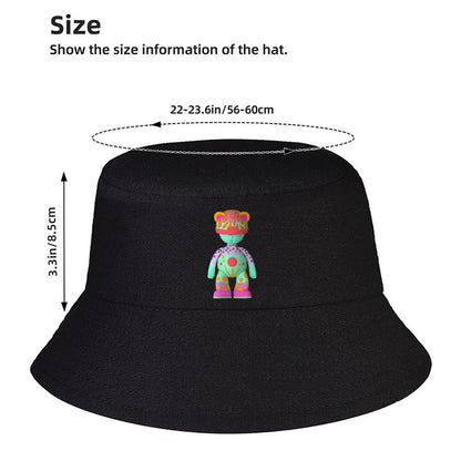 Black Bucket Hat with Printed Graphic Design