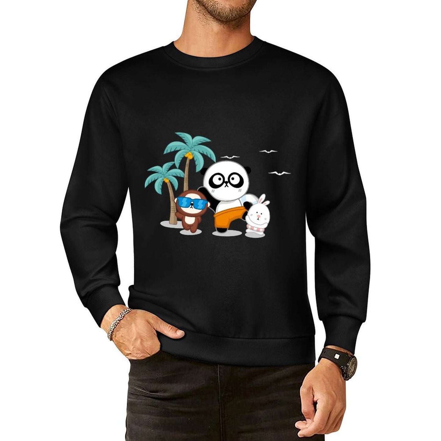 Front Patterned Long Sleeve TopDaily Neutral