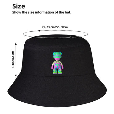 Lightweight Black Bucket Hat with Street Print