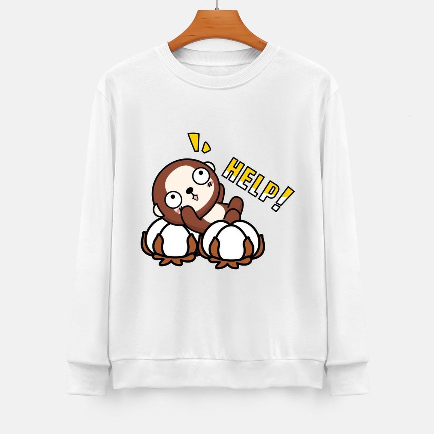 Front Patterned Long Sleeve TopCrew Neck StreetStyle