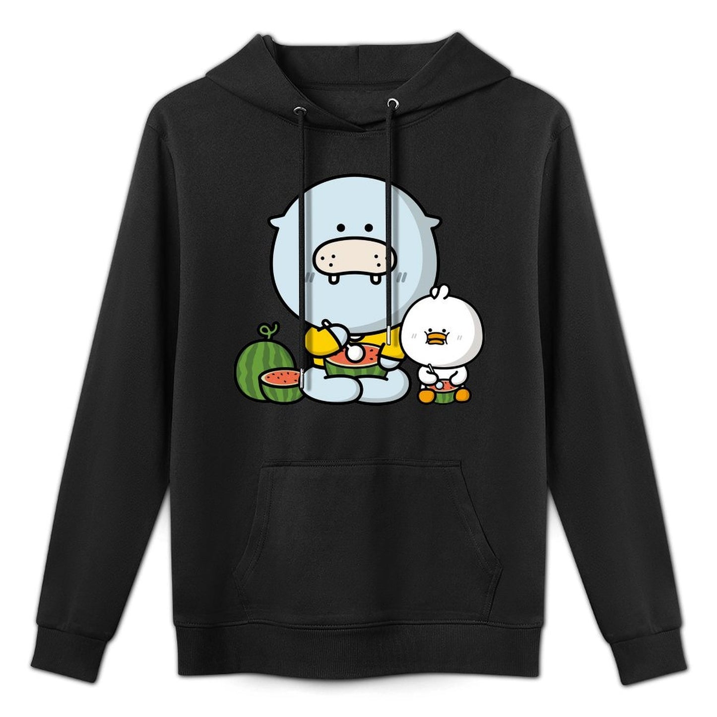 Relaxed Solid Front Graphic Hoodies