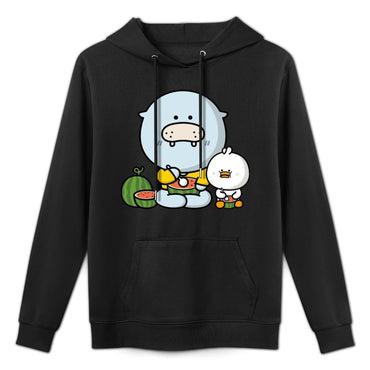 Relaxed Solid Front Graphic Hoodies