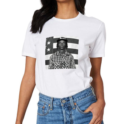 Inkmay Casual Cotton T-shirt Black And White Checkered Pattern Shirt Unisex T-shirt