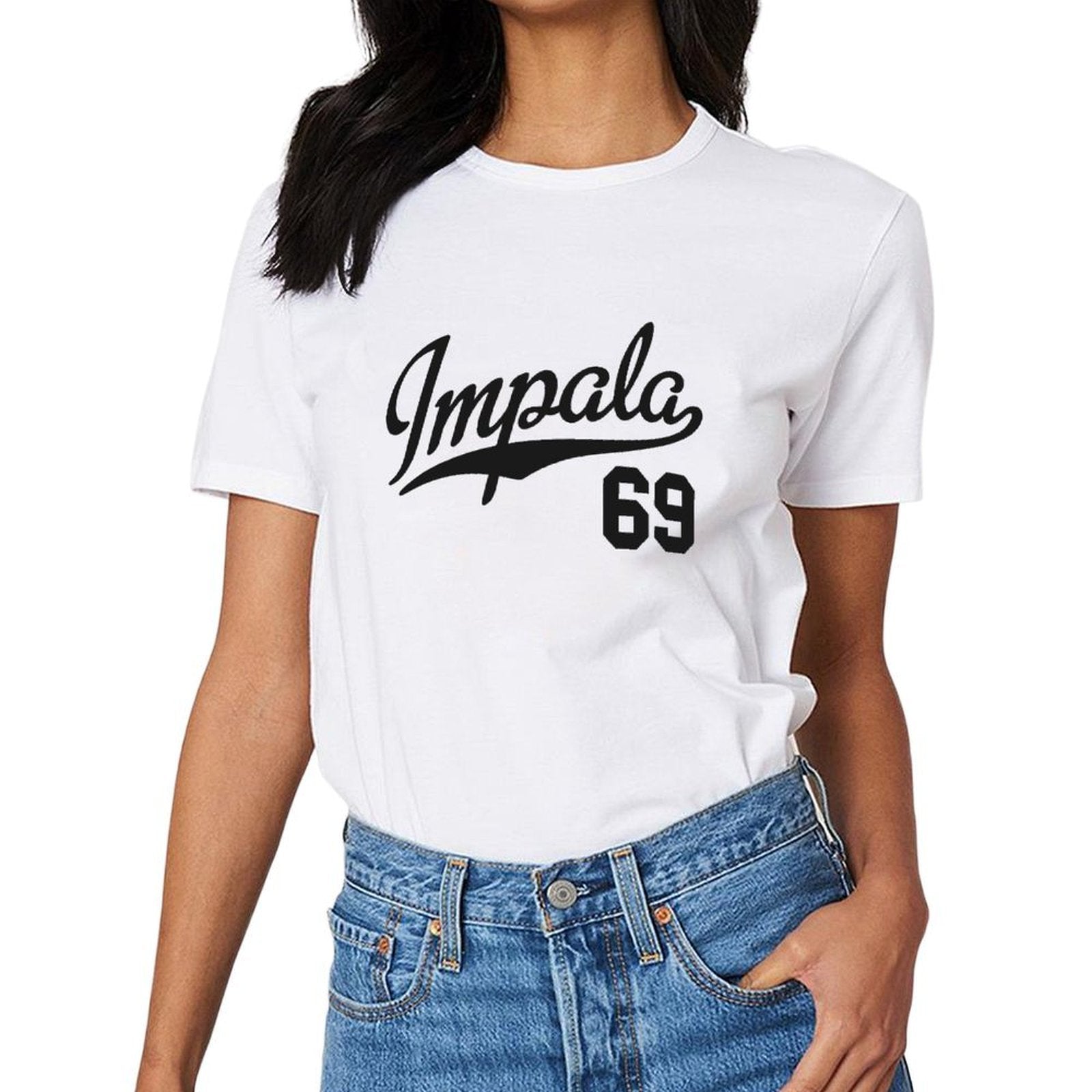 Inkmay Casual  Cotton T-shirt Impala Sixty Nine Script Design Artwork Unisex T-shirtYearRound Pure T-Shirt